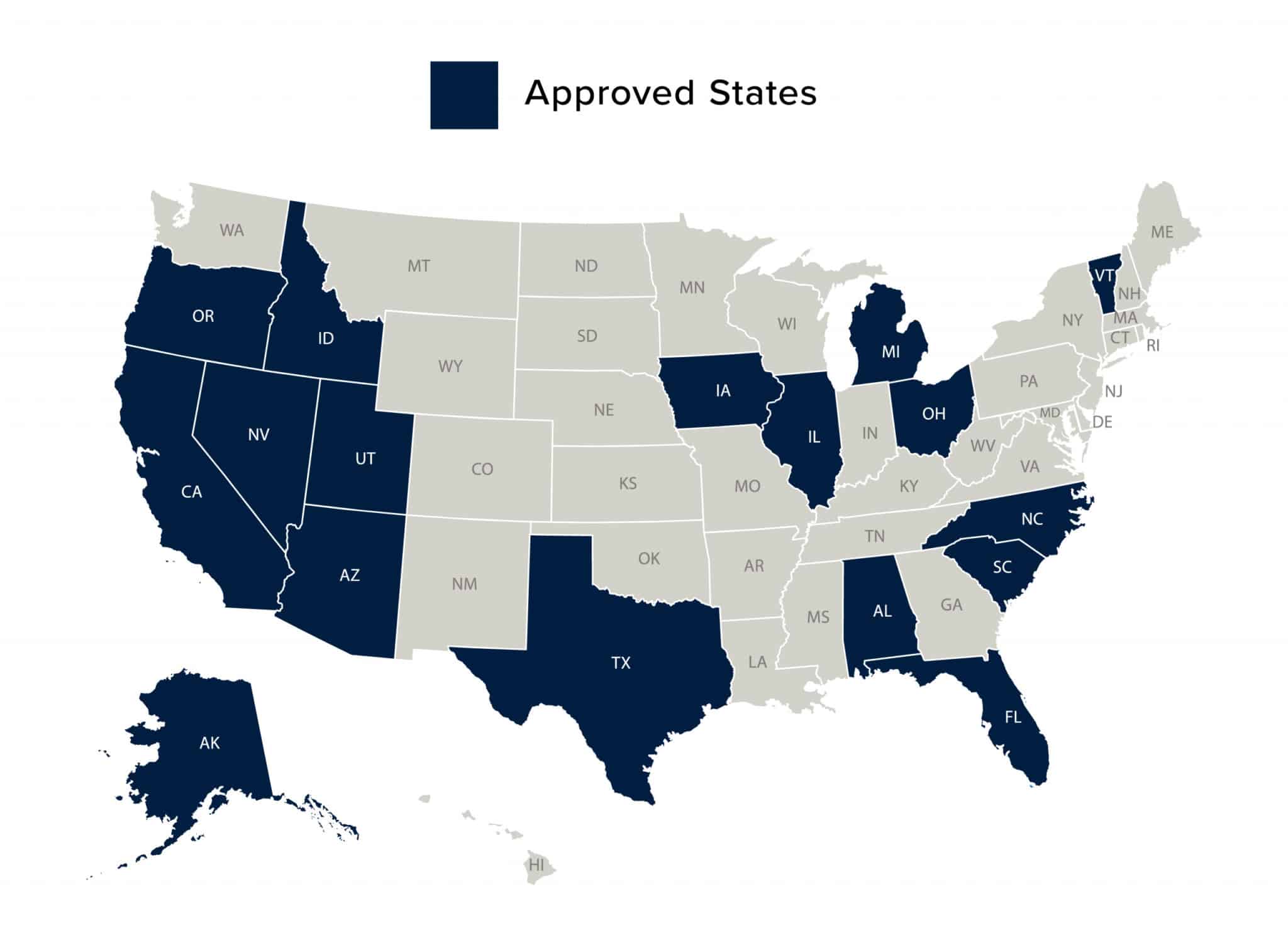 Map of Approved States for Practice Experiences