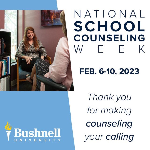 From our incredible students pursuing their Master of Arts in School Counseling, our alumni that excel as school counselors, and every school counselor mentor that equipped our Beacons for success, THANK YOU for making counseling your calling. #NSCW23 #WeAreBushnell