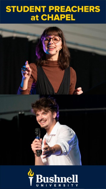 Highlighting our student preachers, Elizabeth and Ethan, from yesterday’s Chapel!
Each of them brought a powerful message, encouraging our Bushnell community to go all in on Jesus. Well done, Beacons!