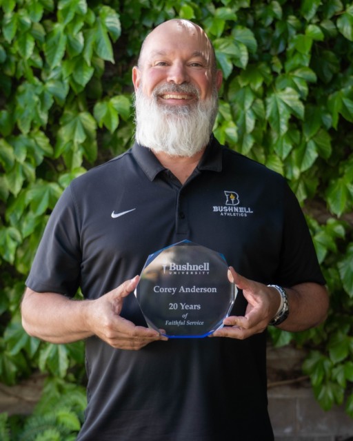 We want to give a special recognition to all of our Twenty Years of Faithful Service award recipients, starting with Corey Anderson!

🔹 Corey Anderson - Athletic Director

For twenty years, Corey has poured his heart and soul into Beacon Athletics, leading with servant leadership, humility, and joy. His steady presence, deep love for student-athletes, and ability to lead with both conviction and humor have shaped our culture in lasting ways. No task is too small and no challenge too big for Corey. Bushnell is profoundly better because of his faithful, people-centered, “hands on” style leadership. Corey truly bleeds blue and gold and we are all better because of it. 

Thank you for all you have done for our Bushnell community, Corey!